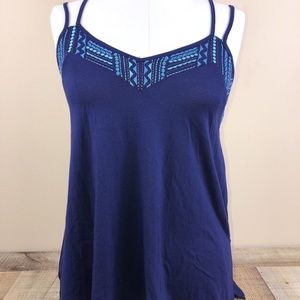 Express Blue Camisole Embroidery T Back BA22